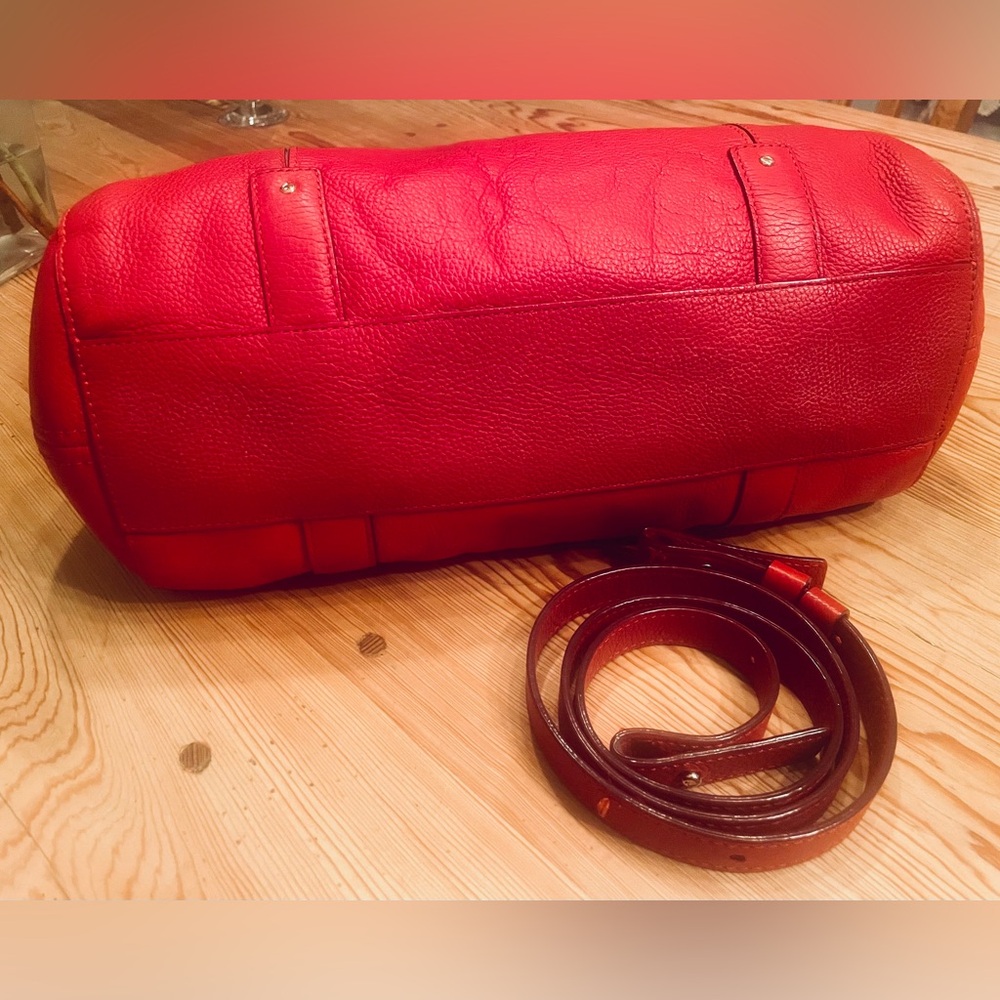 kate spade Red Pebbled Leather Satchel Bag with Gold Hardware - Picture 5 of 5
